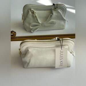 NWT Jules Kae White Vegan Leather Crossbody Clutch